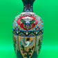 Large Antique Meiji Japanese Cloisonne Dragon Ho-o Phoenix Shield Vase 11.75”