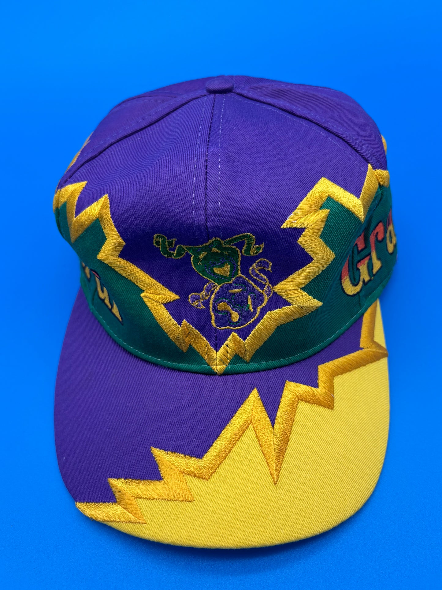 Vintage Mardi Gras Rare Hat SnapBack Lightning Bolt Thunder Jagged Edge Cap
