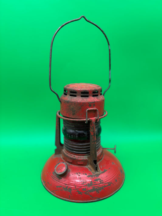 Vintage Dietz No. 0 Red Globe Kerosene Lantern Antique Tubular Railroad Barn Lamp