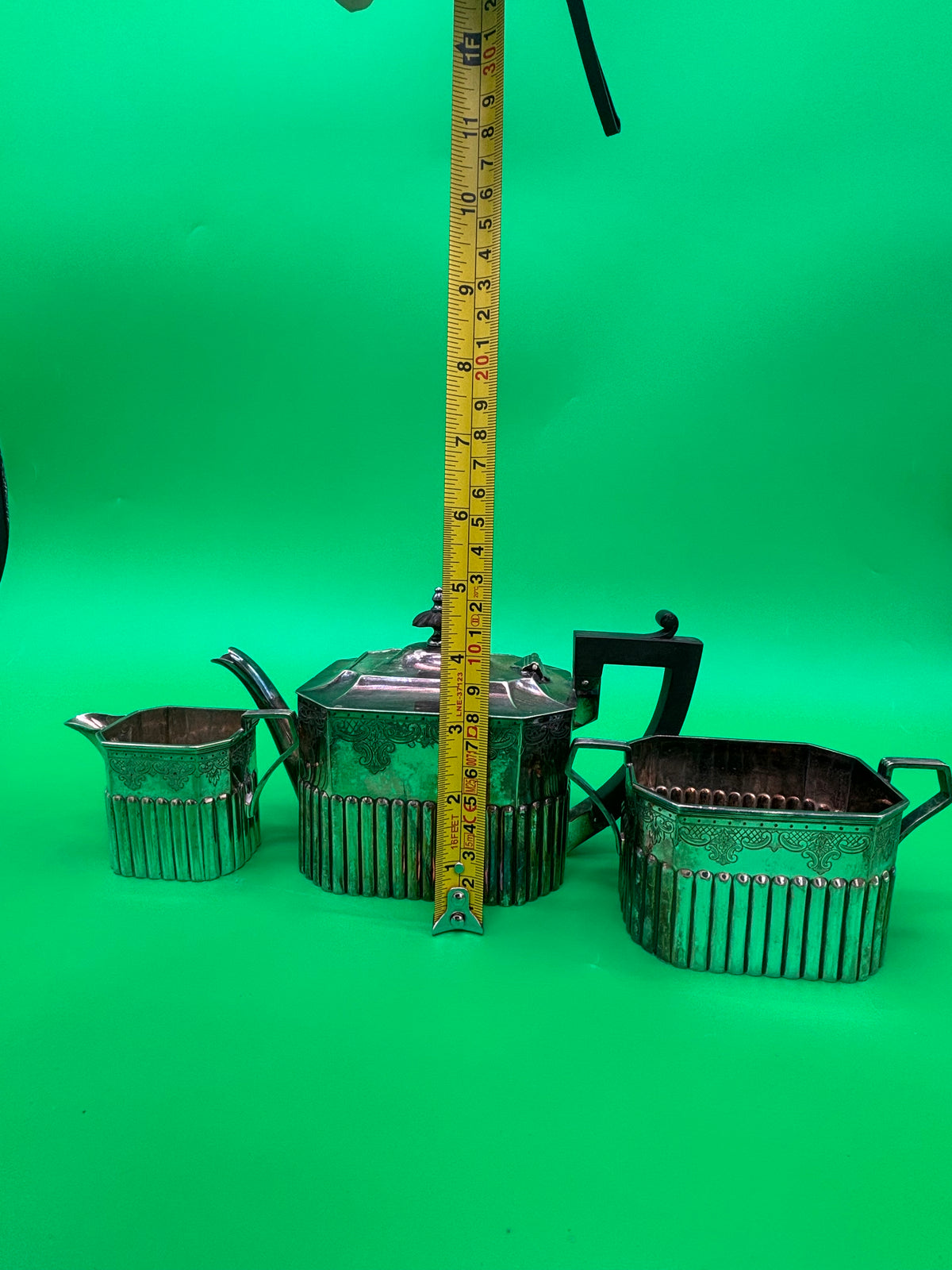 Antique Frederick Wilson FWS Sheffield EPNS 3 Piece Tea Set Silverplate