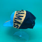 Vintage Bahamas Dolphin Hat Cap Teal Yellow Black Embroidered Spellout 100% Cotton
