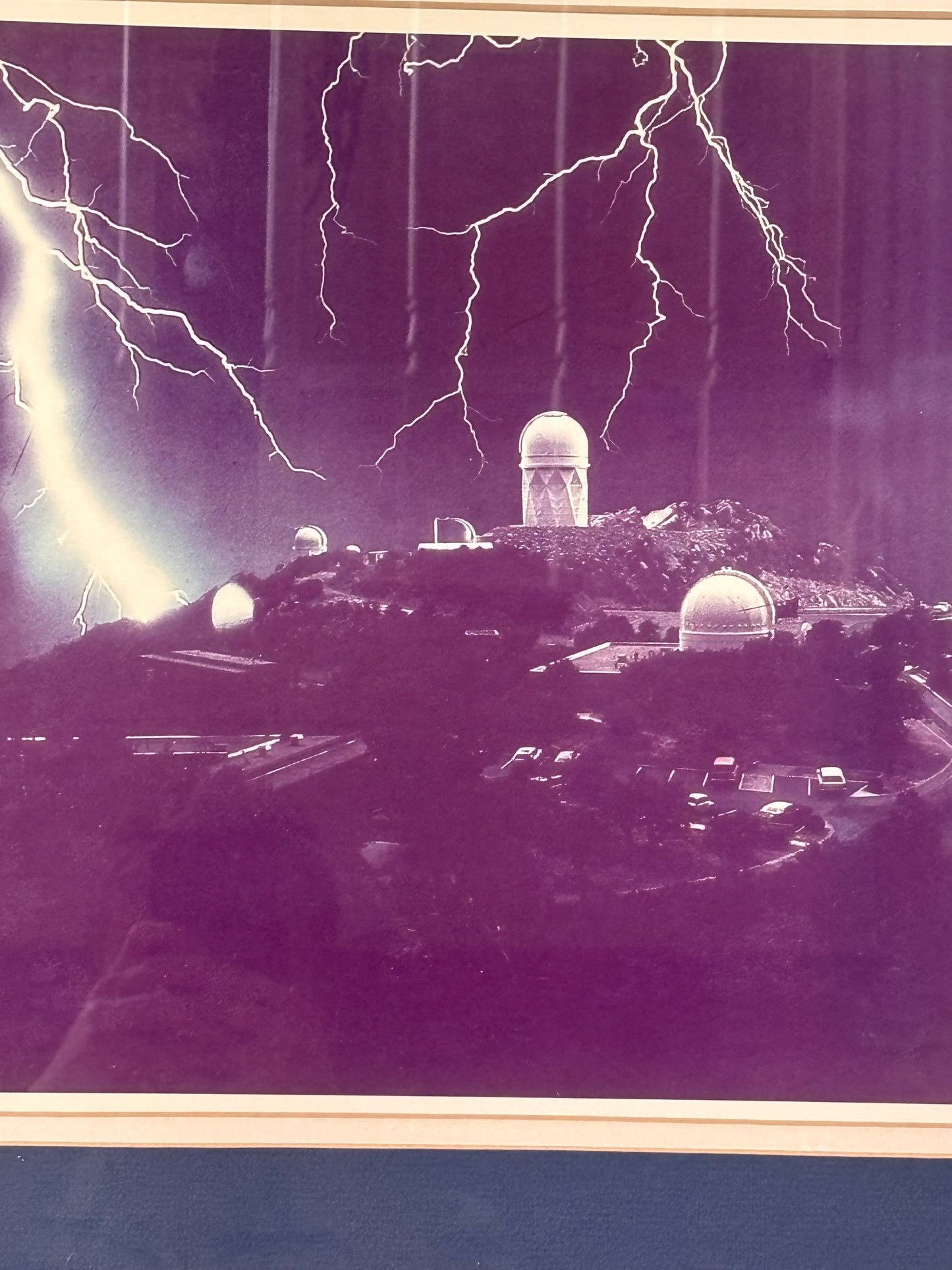 Vintage Gary Ladd Kitt Peak Observatory Lightning Framed Photo Print Arizona