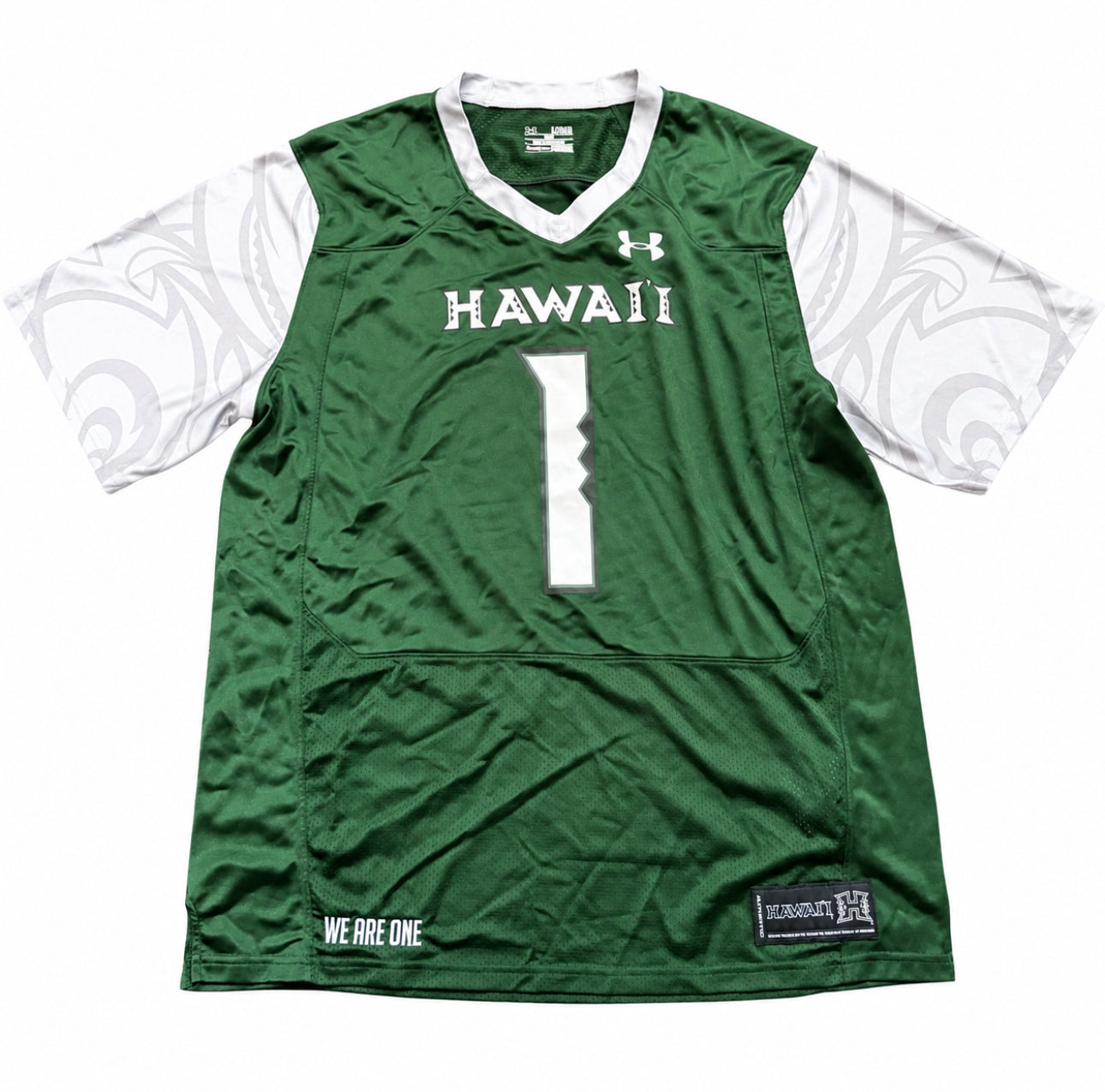 Under Armour Hawaii Rainbow Warriors #1 Football Jersey Green XL NCAA