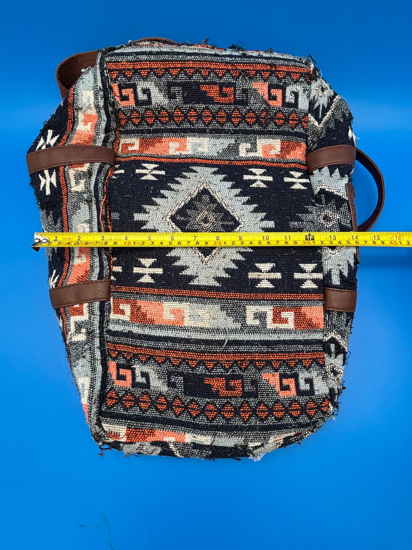 Southwest Aztec Print Weekender Duffel Bag Blue Multi Tribal Boho Oversized Tote