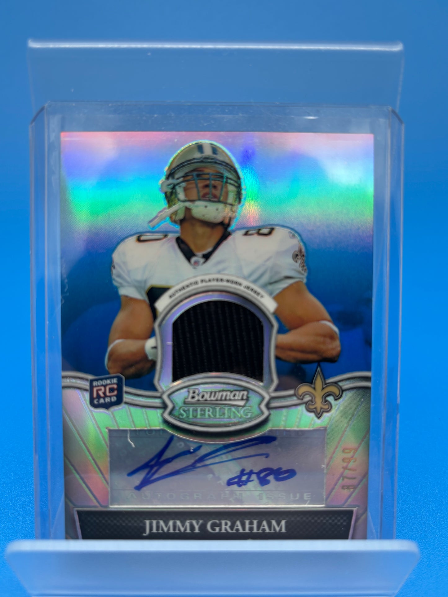 2010 Bowman Sterling Blue Refractor Jimmy Graham RC ROOKIE AUTO JERSEY 87/99