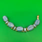 Vtg Baby Blue Rhinestone Link Goldtone Bracelet 7” Statement Costume Jewelry