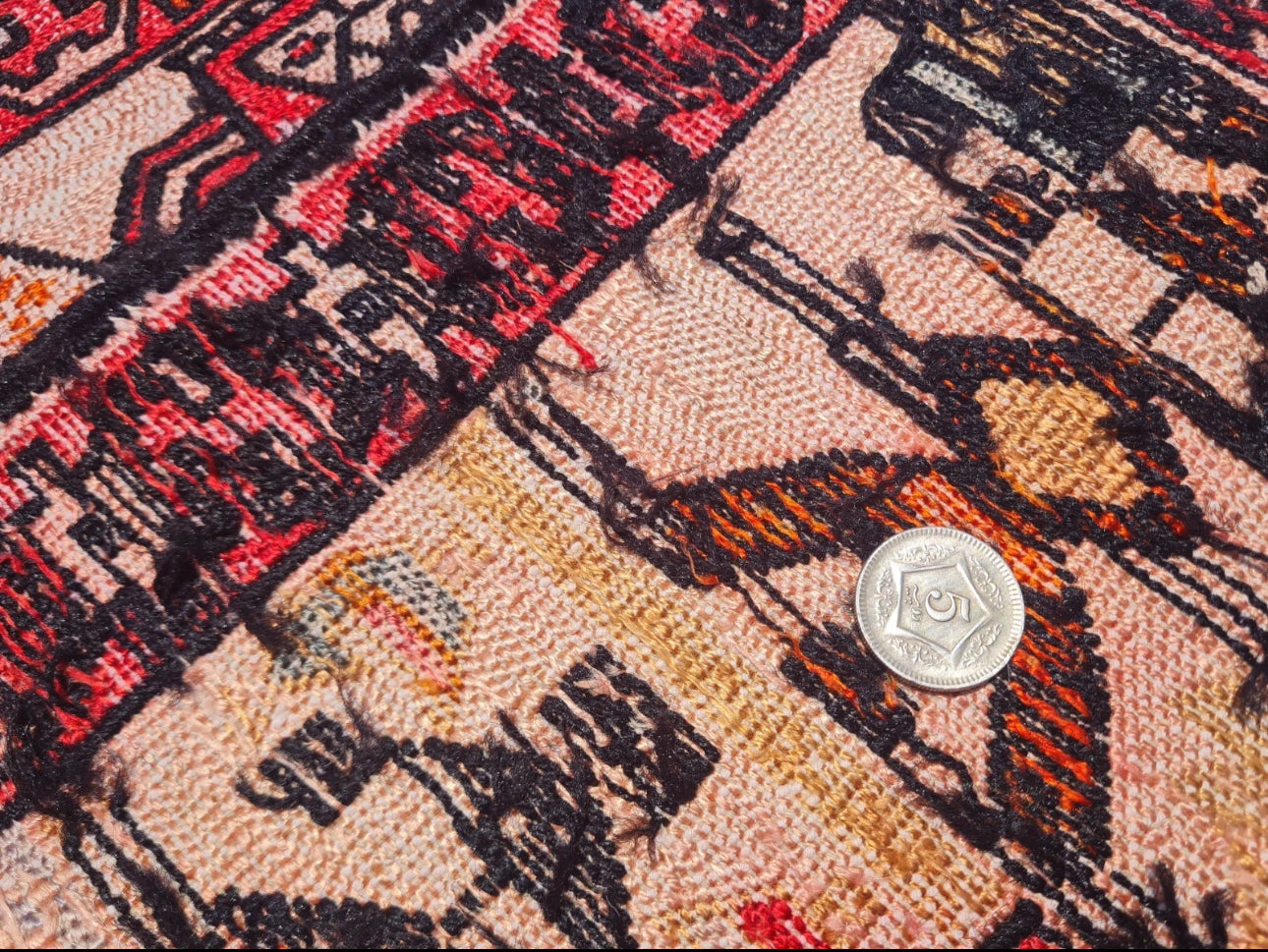Rare Hand Knotted Vintage Soumak Kilim Silk Area Rug 3.0 x 2.4 Ft
