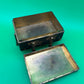 Antique Japanese Fujii Damascene Footed Cigarette Box Mt Fuji Mark Gold Inlay c1930