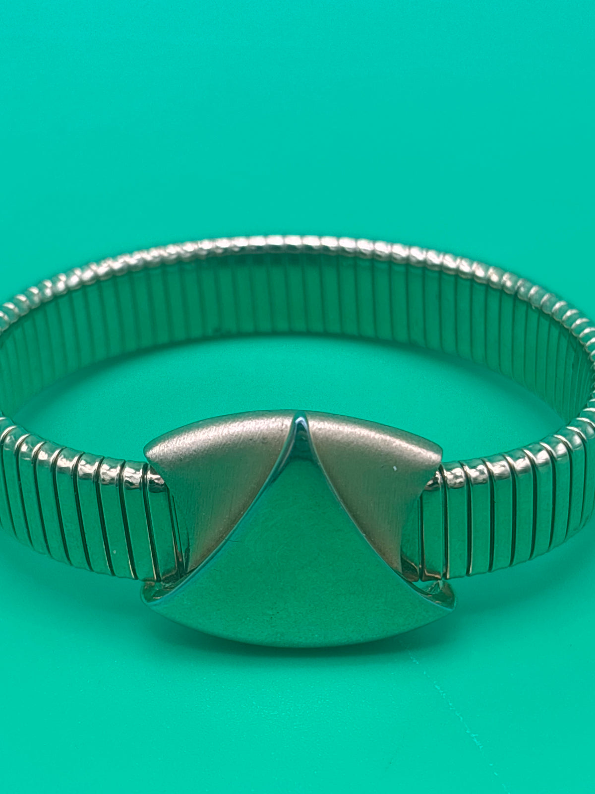 Vintage Napier Silver Tone Stretch Bracelet Geometric Modernist Expansion Rare