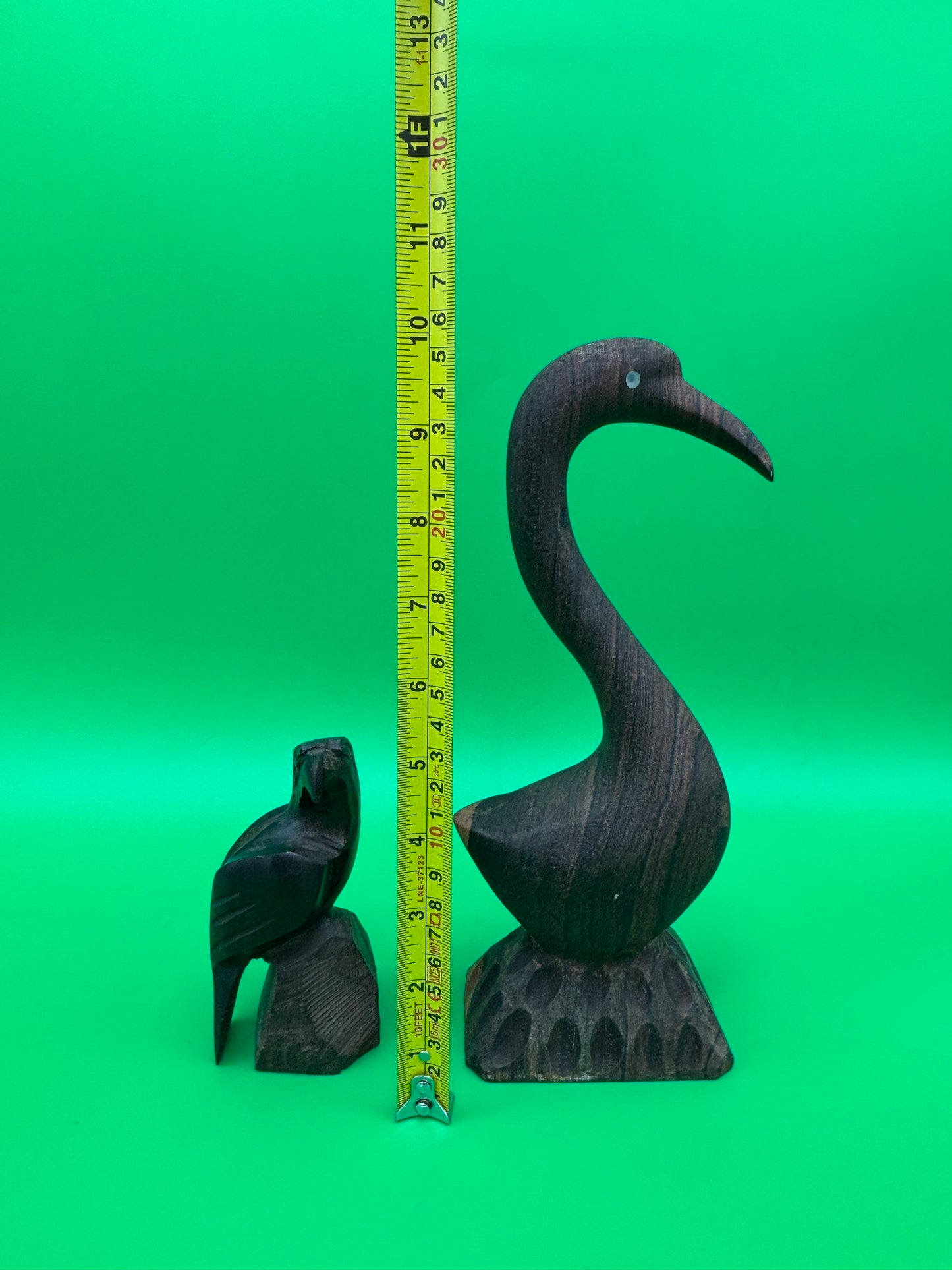 Vintage Carved Ironwood Bird Sculptures Lot of 2 Heron Eagle Folk Art MCM