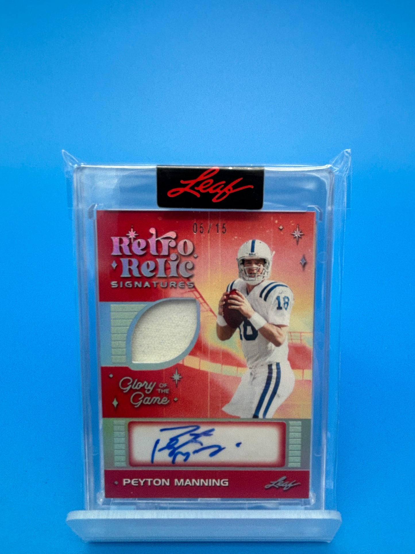 2025 Leaf Glory Of The Game Peyton Manning Retro 5/15 Auto Jersey Card Colts