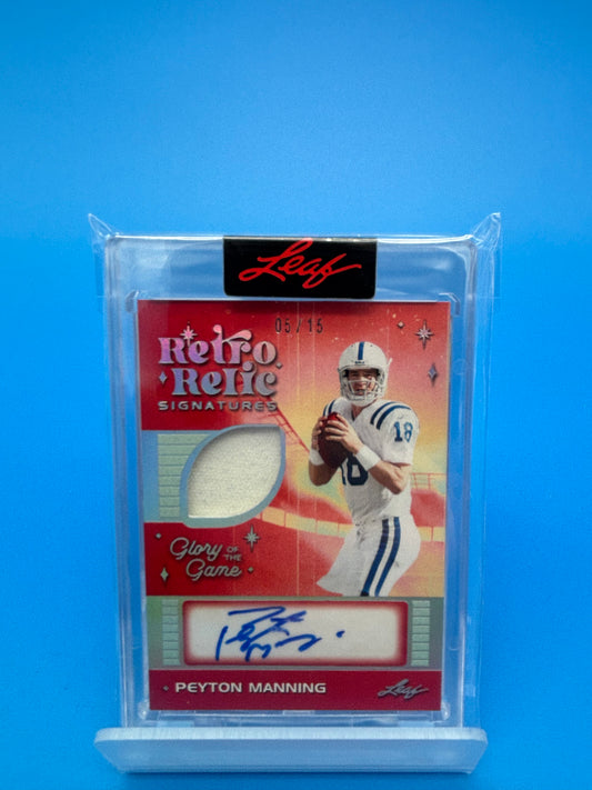 2025 Leaf Glory Of The Game Peyton Manning Retro 5/15 Auto Jersey Card Colts