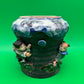 Antique Japanese Sumida Gawa Vase Signed Ban-ni Blue Drip Glaze Figural 5.25”