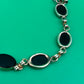Art Deco 1/20 12K Gold Filled Black Onyx Oval Cabochon Link Bracelet 7”