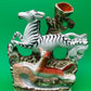 Antique Staffordshire Zebra Fox Spill Vase Victorian c1860 Pottery 8”