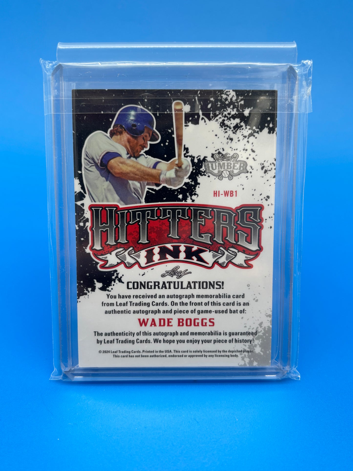 2024 Leaf Lumber Wade Boggs Auto Bat 22/25 #HI-WB1