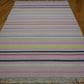 Vintage Handwoven Pastel Striped Flat Weave Rug Fringe Cottage Farmhouse Boho 6ft x 4ft