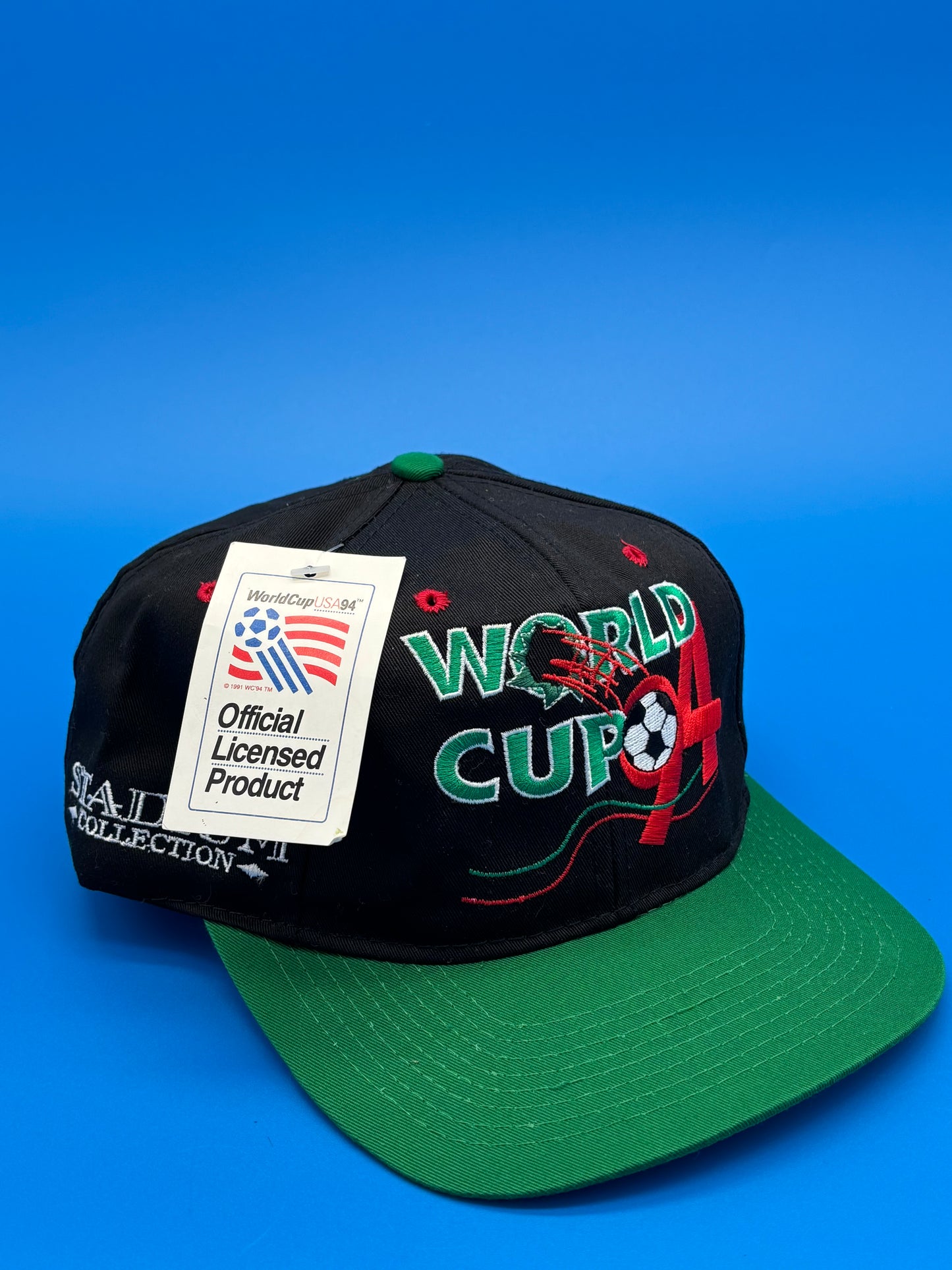 World Cup USA 1994 Football Soccer Cap Hat Vintage NWT Logo Athletic Men Black