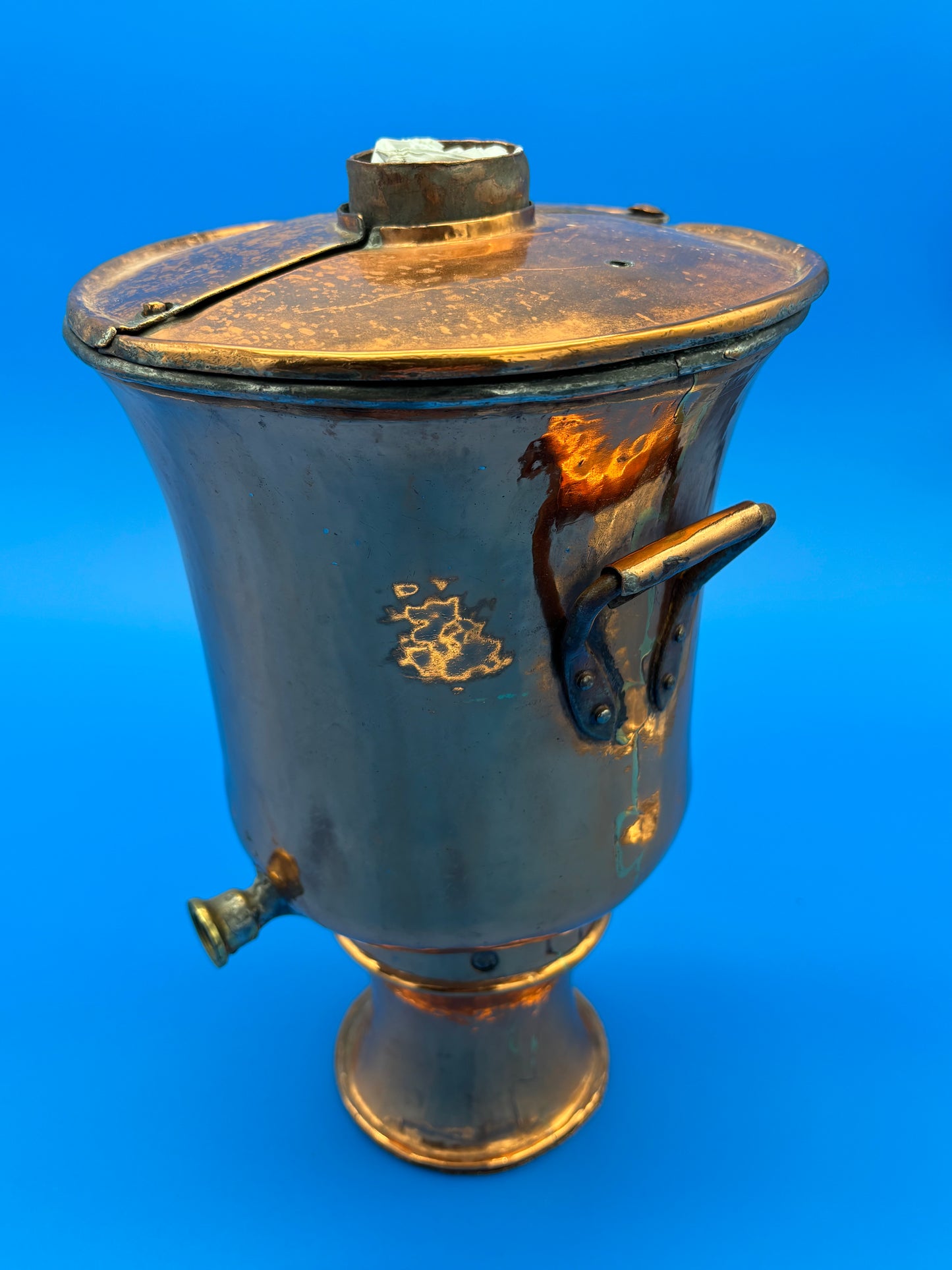 Rare Antique Heavy Solid Copper Tea Samovar - Turkish - Tea Boiler w/Chimney