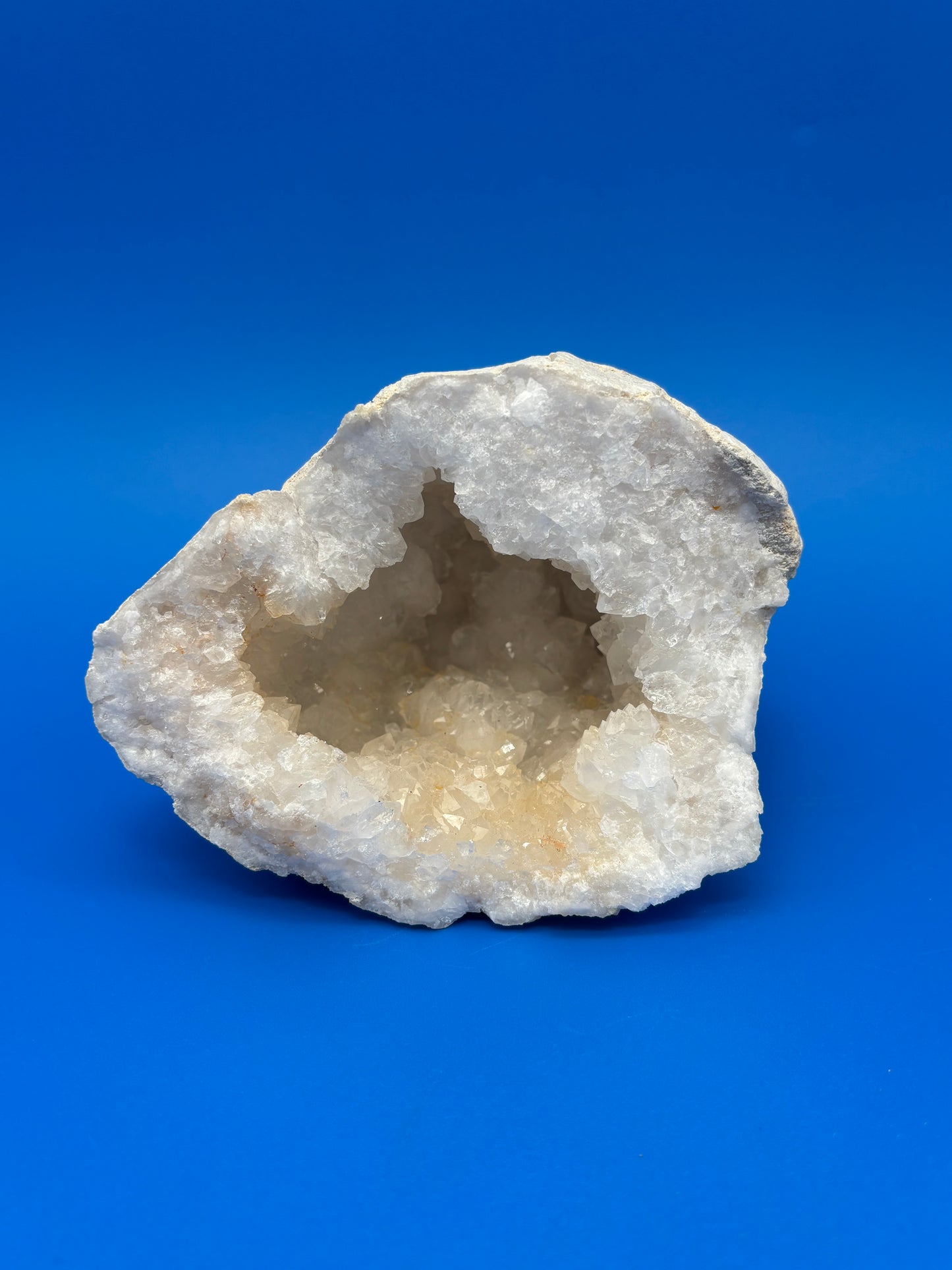 Natural White Quartz Crystal Geode Cave Druzy Mineral Specimen 4.25” Display