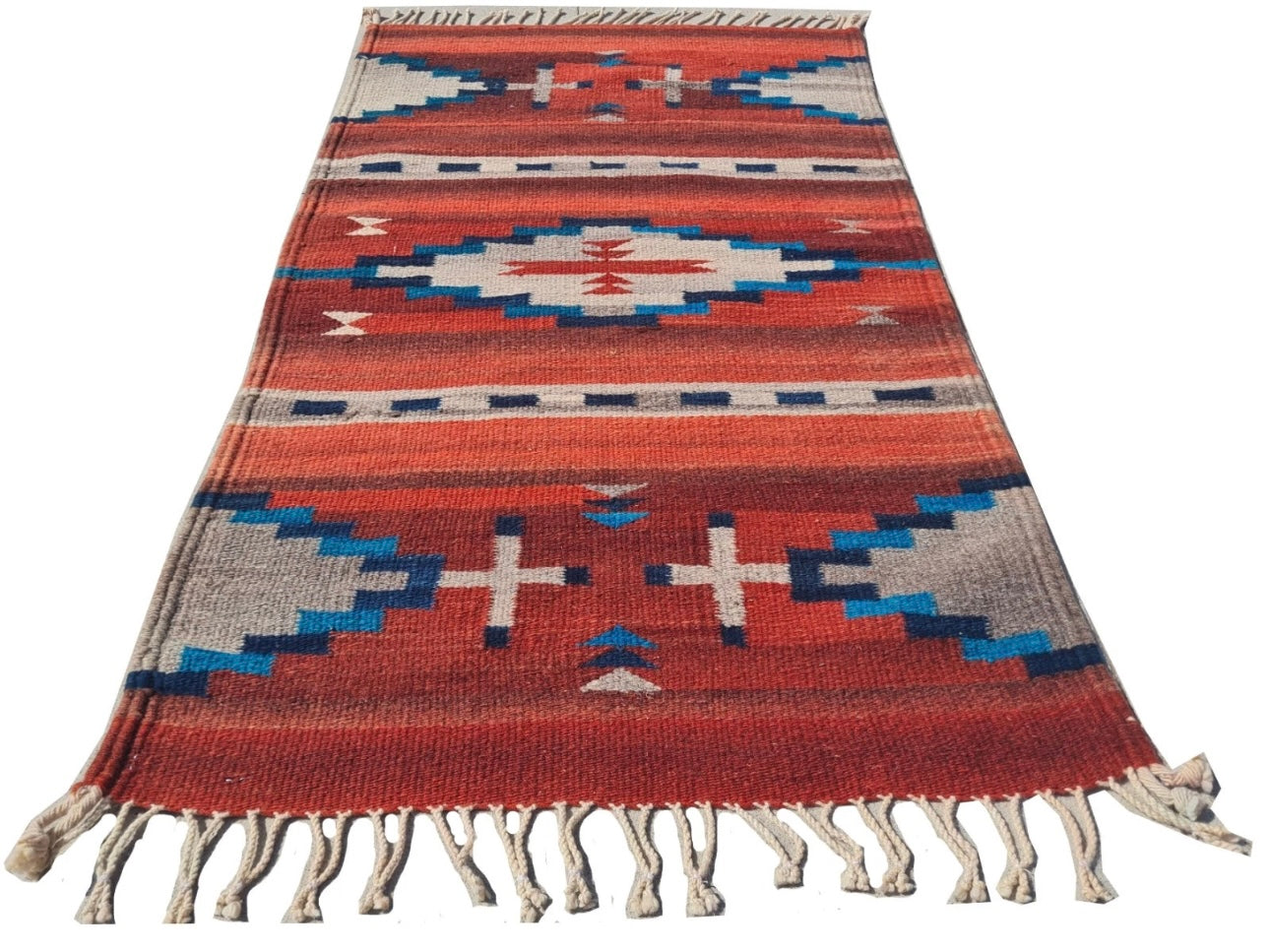 Rare Hand Knotted Vintage South American Kilim Kilm Wool Area Rug 3.3 x 1.10 Ft