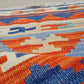 Vintage Hand Knotted Shiraz Kilim Wool Area Rug 2.9 x 2.1 Ft Blue Orange Persian Style