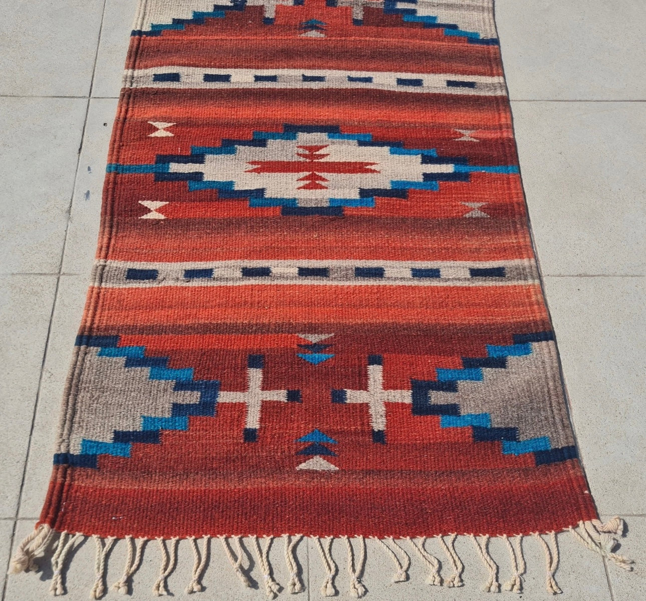 Rare Hand Knotted Vintage South American Kilim Kilm Wool Area Rug 3.3 x 1.10 Ft