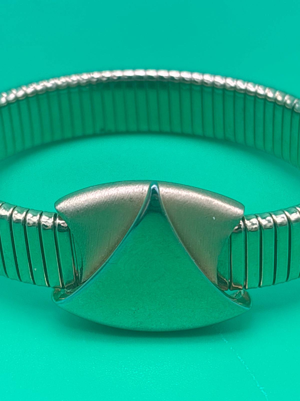 Vintage Napier Silver Tone Stretch Bracelet Geometric Modernist Expansion Rare