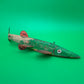 Vintage Folk Art Wooden Fish Spearing Decoy 12” Hand Carved Painted Metal Fins