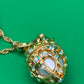 Vintage Joan Rivers Fabergé Egg Locket Necklace Gold Tone AB Rhinestones Signed