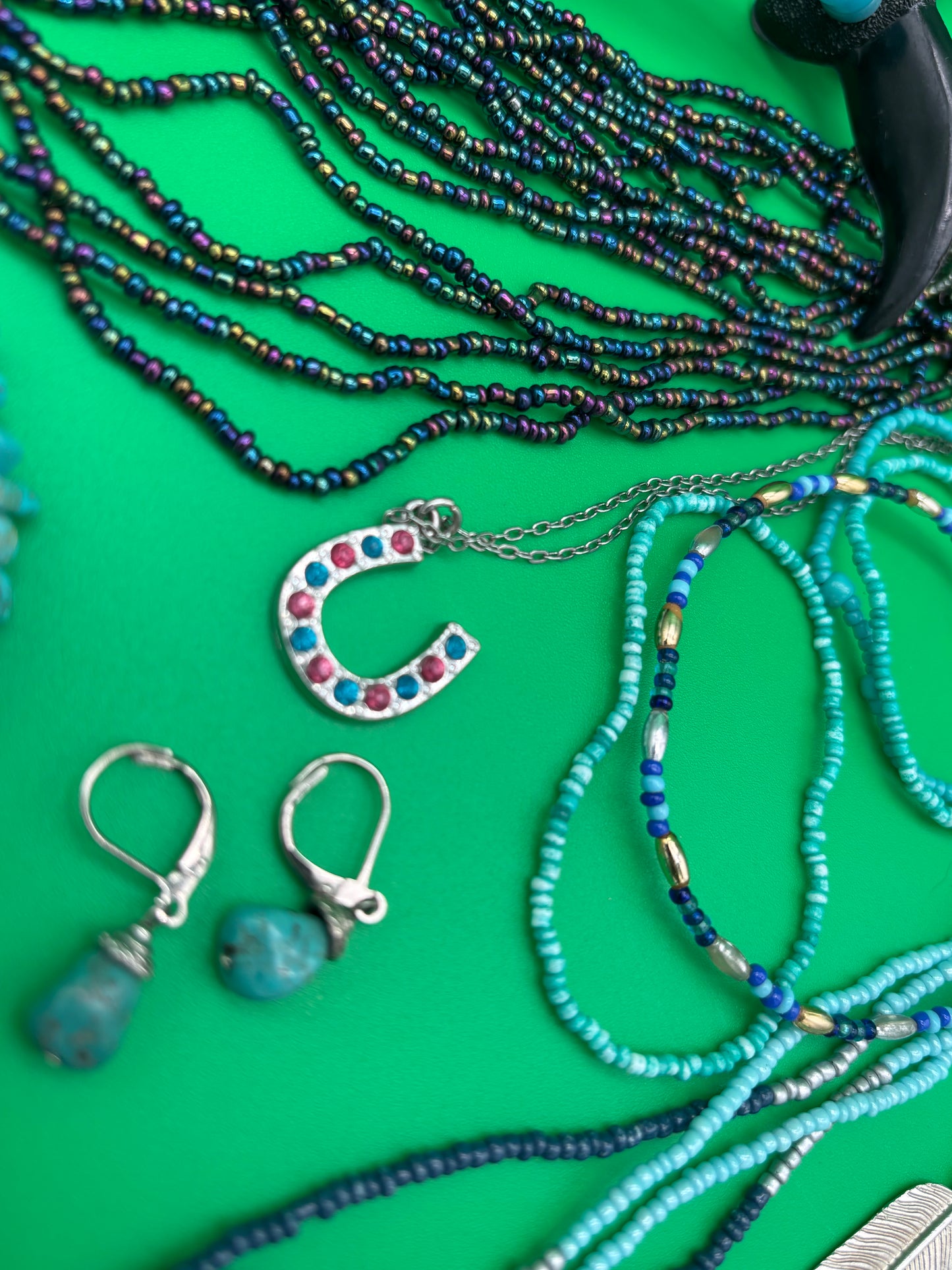 Large Boho Southwestern Jewelry Lot Turquoise Tribal Silver Tone Statement Necklaces Bracelets