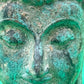 Vintage Thai Bronze Buddha Head Sculpture Flame Ushnisha Patina Wood Stand