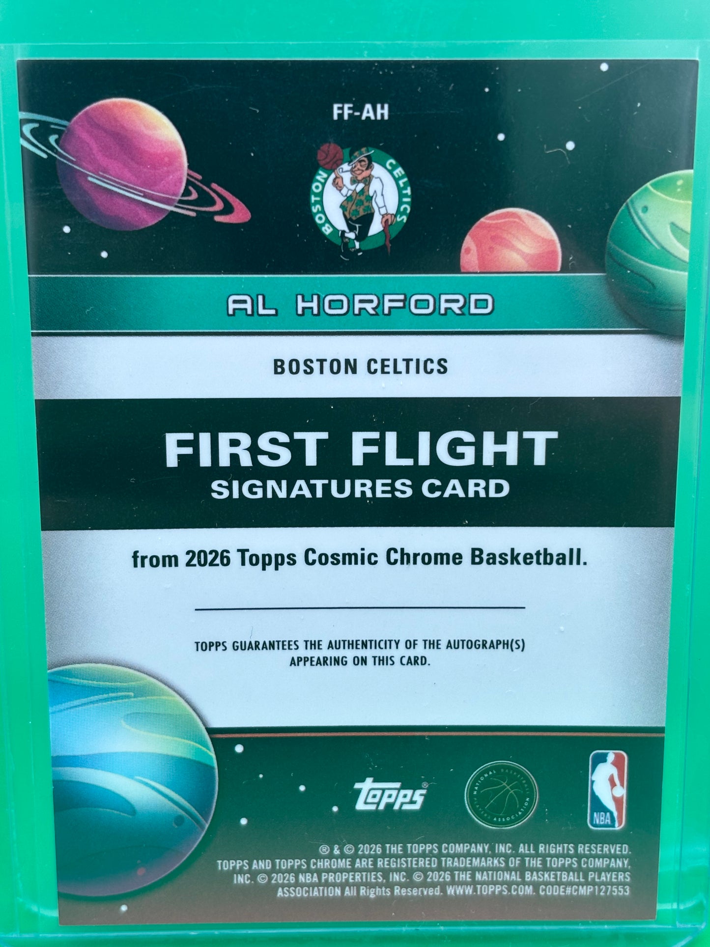 2026 Topps Cosmic Chrome Basketball Al Horford First Flight Signatures Autograph card, numbered 02/10