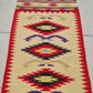 Vintage Southwestern Wool Runner Rug Navajo Style Handwoven Red Cream Tribal Hallway Rug 3.3’ x 1.4’