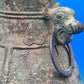 Chinese Archaistic Bronze Hu Vase Elephant Head Ring Handles Figural 11”