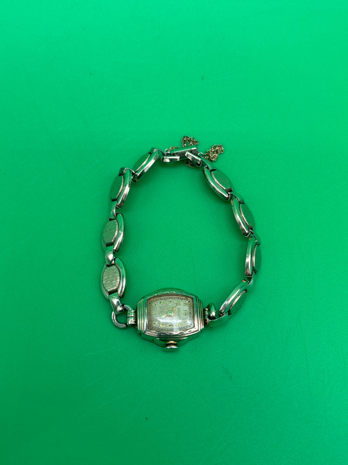 Vintage Bulova Ladies Art Deco Watch Speidel Bracelet Fifth Avenue Box Untested