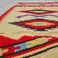 Vintage Southwestern Wool Runner Rug Navajo Style Handwoven Red Cream Tribal Hallway Rug 3.3’ x 1.4’