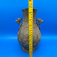 Chinese Archaistic Bronze Hu Vase Elephant Head Ring Handles Figural 11”