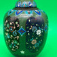 Antique Japanese Cloisonne Enamel Lidded Ginger Jar Floral Tripod Feet 6.5”
