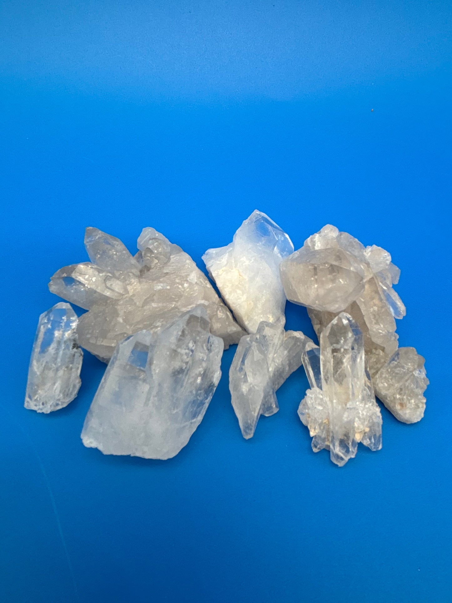 Natural Clear Quartz Crystal Cluster Lot 8 Mineral Specimens Points Matrix Raw