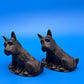Antique Pair Black Wrought Cast Iron Scottie Dog Bookends