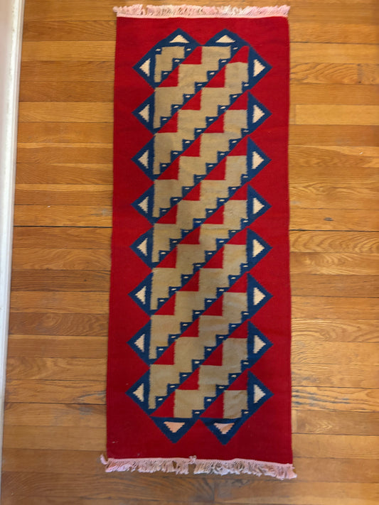 Amazing Hand Knotted Vintage Turkish Kilim Wool Area Rug 3.10 x 1.7 Ft