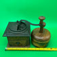 Antique Peugeot Freres Coffee Grinder & Vintage Turned Wood Lidded Container Lot