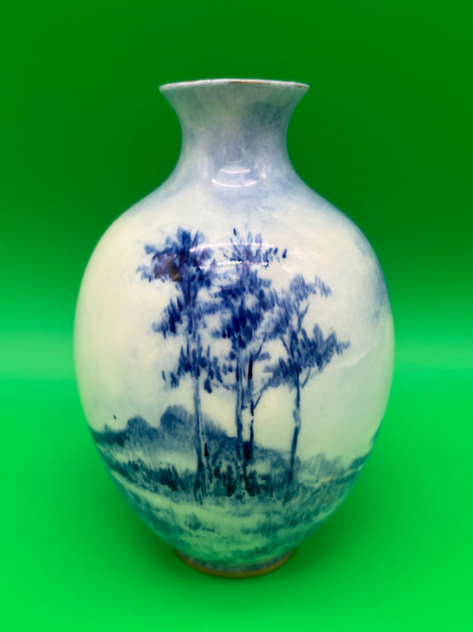 1889-1906 American Belleek Ceramic Art Co Early Lenox Blue Hand Painted Vase