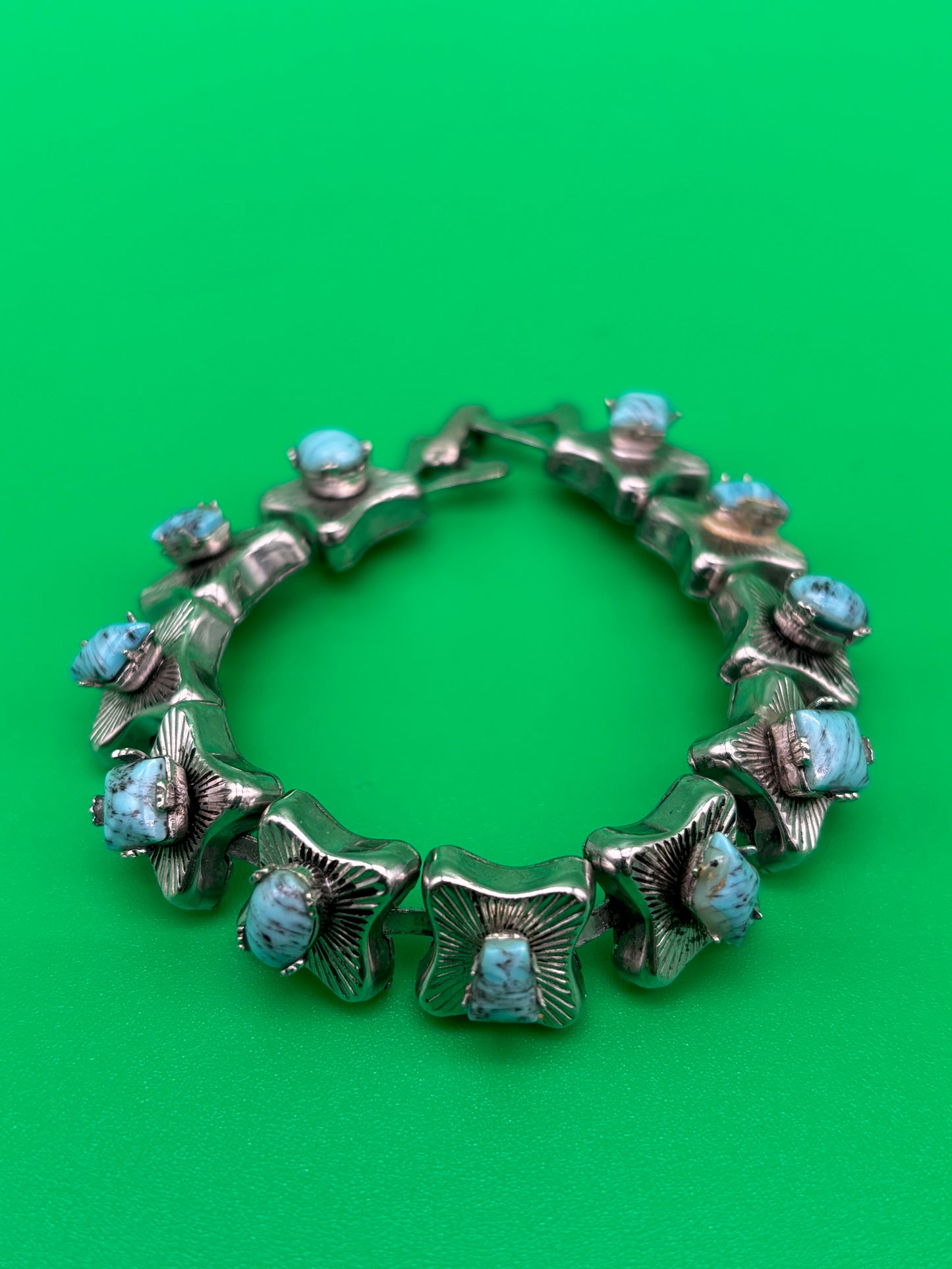 Vintage MCM High End Turquoise Tone 7" Bracelet