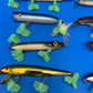 Lot of 8 Vintage Wooden Saltwater Fishing Lures Needlefish Poppers Swimmers Surf Plug Collection