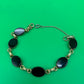 Art Deco 1/20 12K Gold Filled Black Onyx Oval Cabochon Link Bracelet 7”