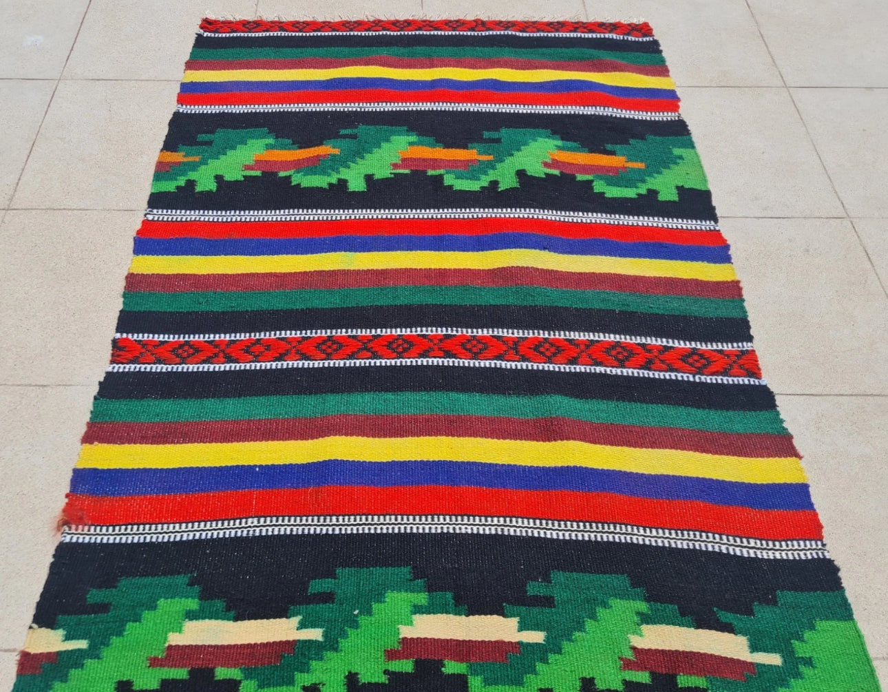 Rare Hand Knotted Vintage Russian Julkrus Kilim Kilm Wool Area Rug 5 x 3 Ft