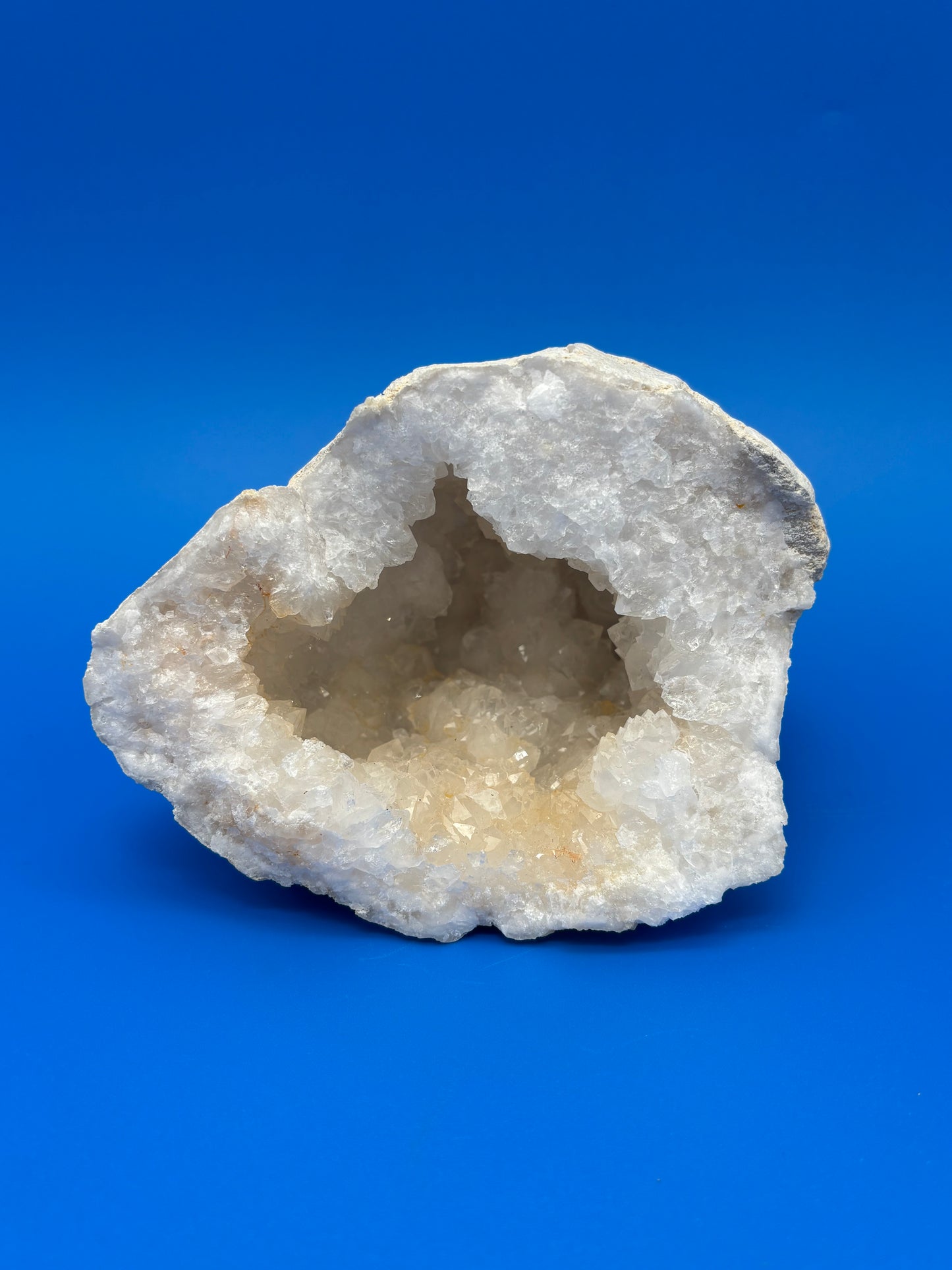 Natural White Quartz Crystal Geode Cave Druzy Mineral Specimen 4.25” Display