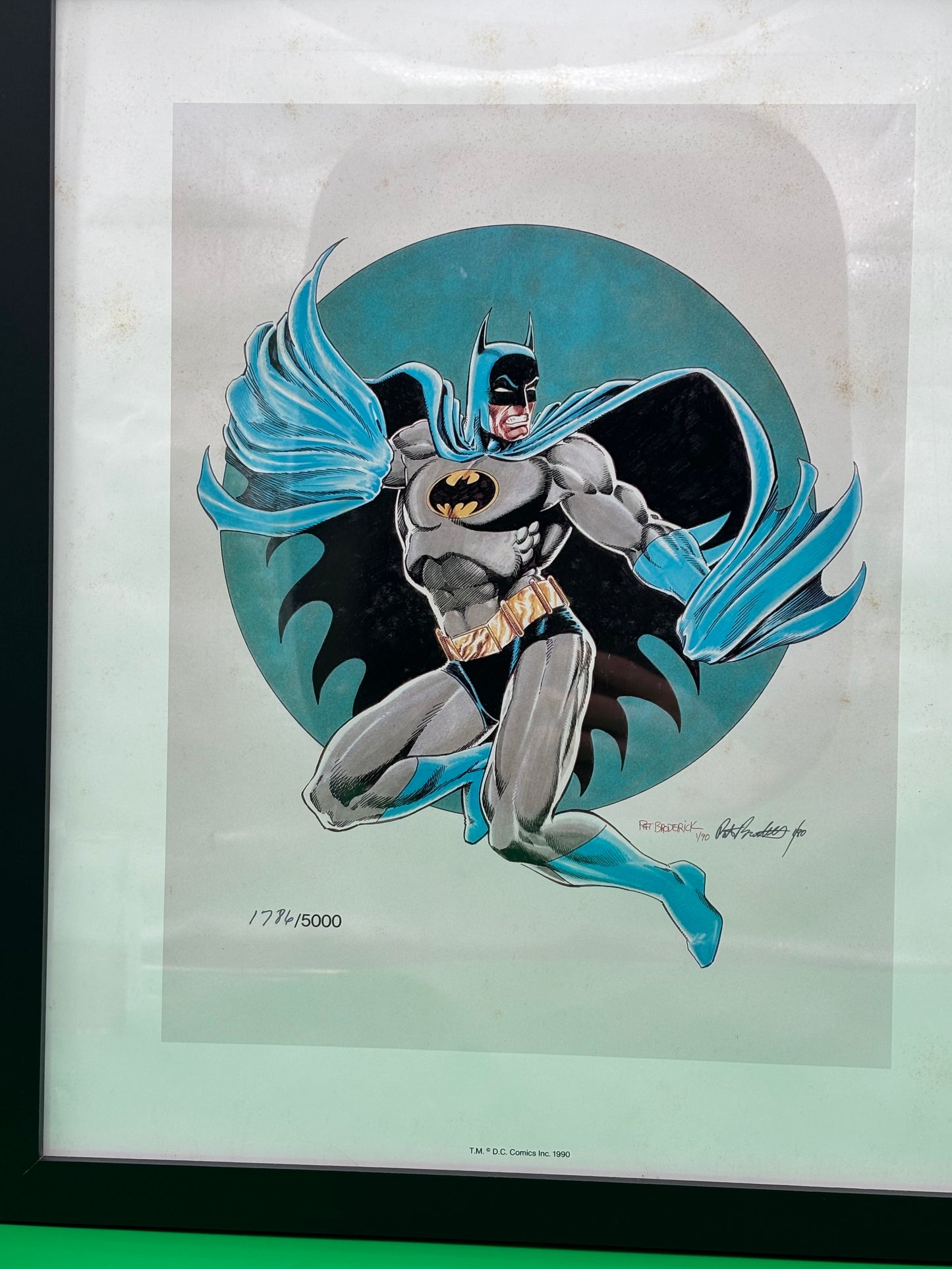 1990 Batman Pat Broderick Signed Numbered Lithograph 1786/5000 Framed DC Comics